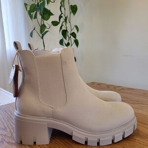 Chunky Chelsea Boots for Women — Cream Ankle Boot
